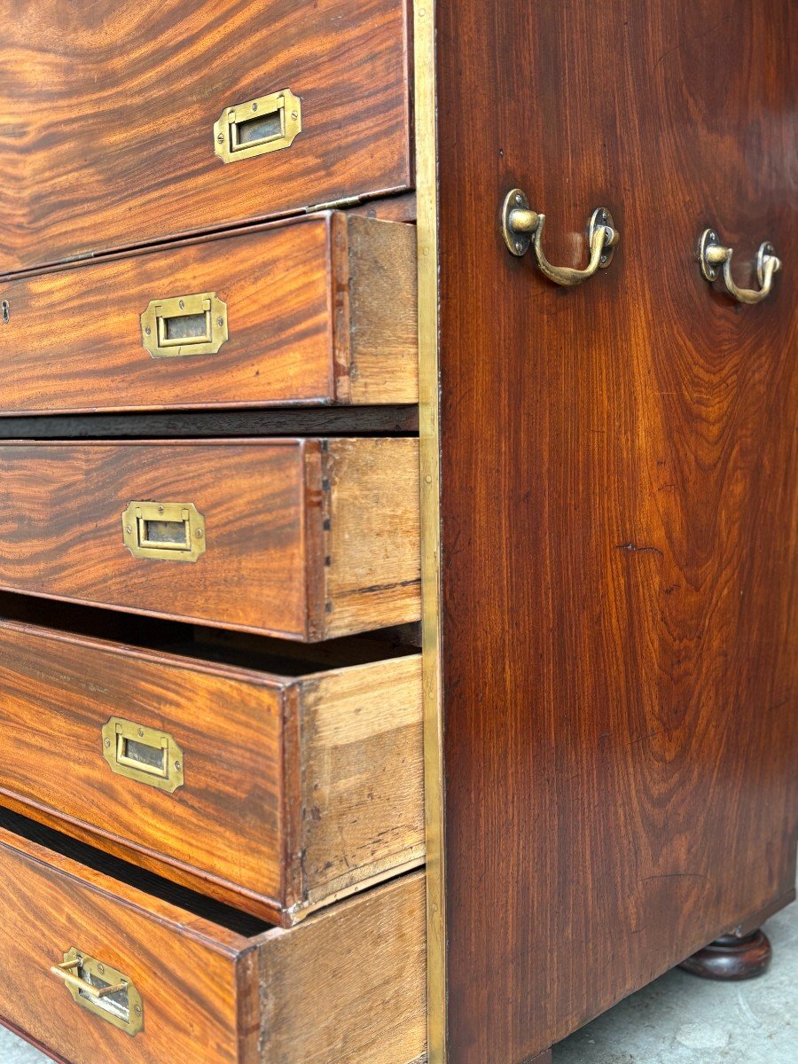 Cabinet Militaire Colonial en Acajou sur Commode Secrétaire 19ème Siècle-photo-5