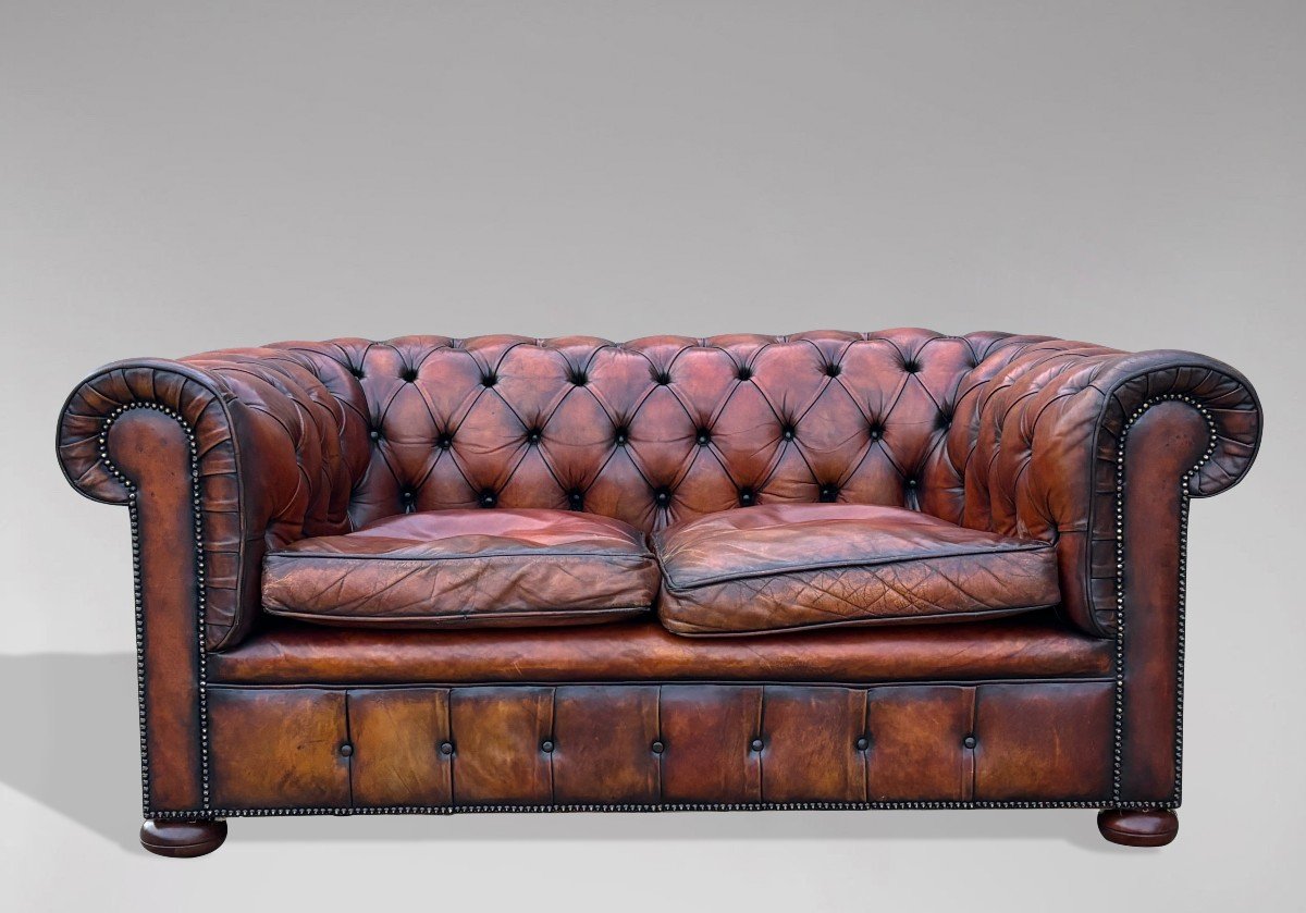 Early 20th Century Brown Leather Chesterfield Sofa