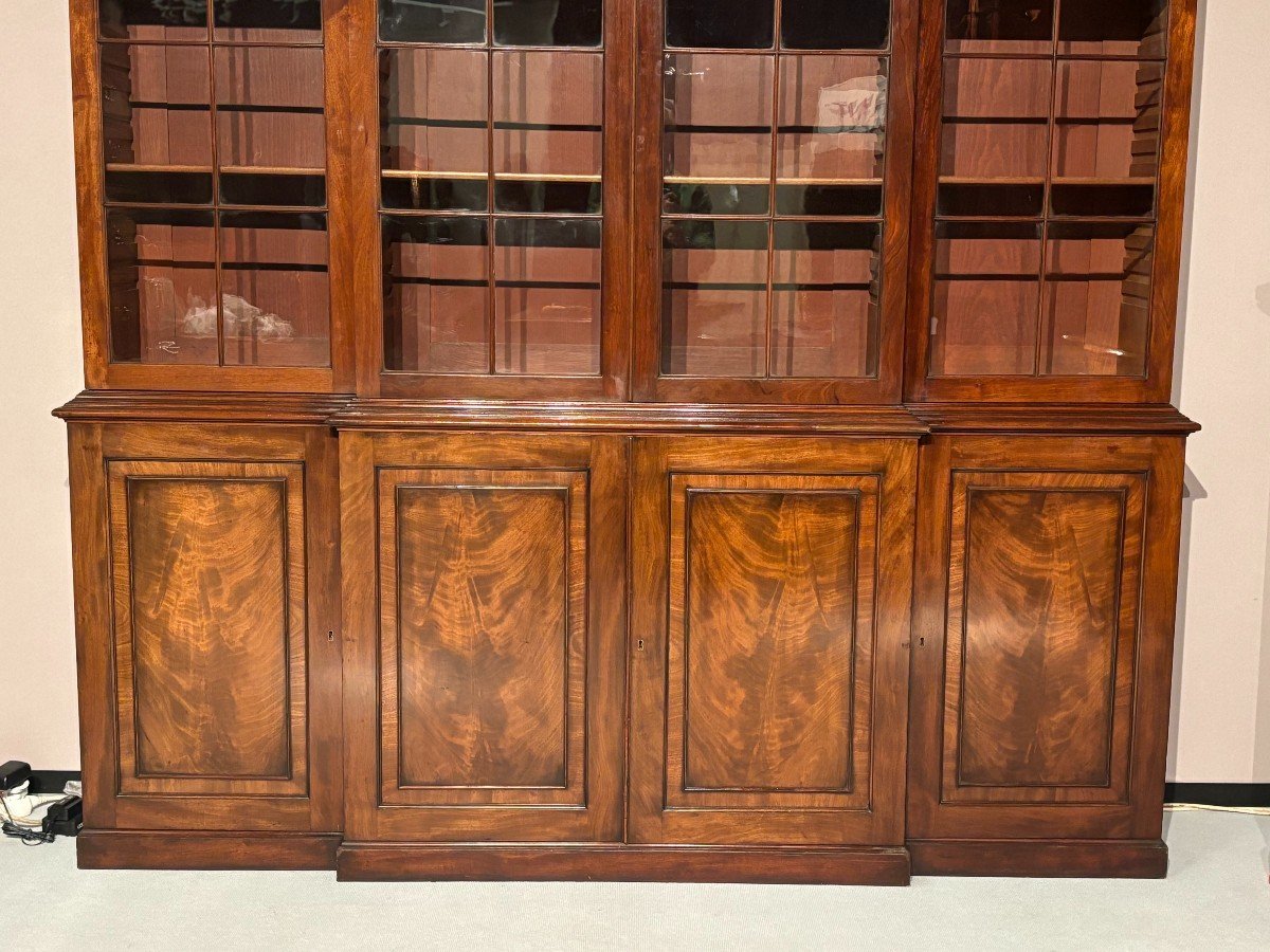 Early 19th Century Regency Period Mahogany 4-door Breakfront Library Bookcase-photo-2