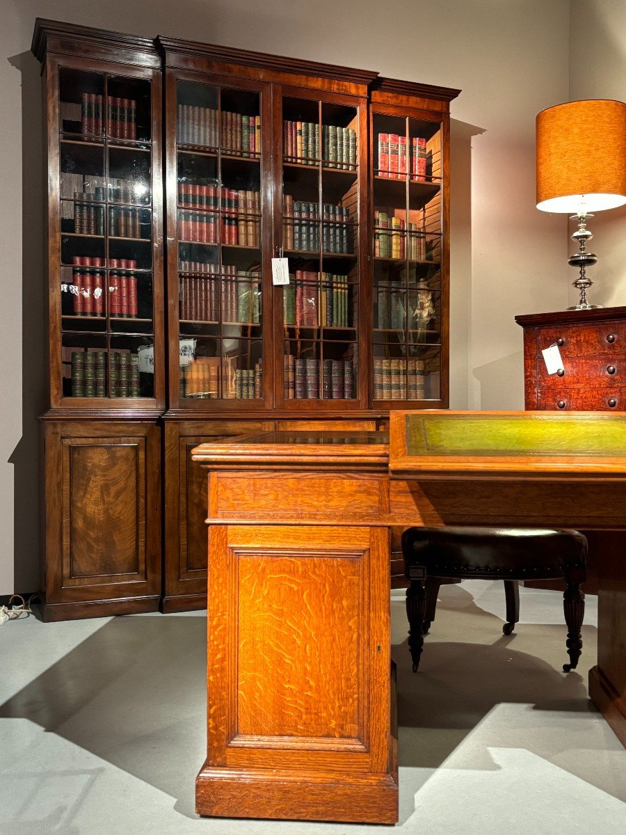 Early 19th Century Regency Period Mahogany 4-door Breakfront Library Bookcase-photo-6