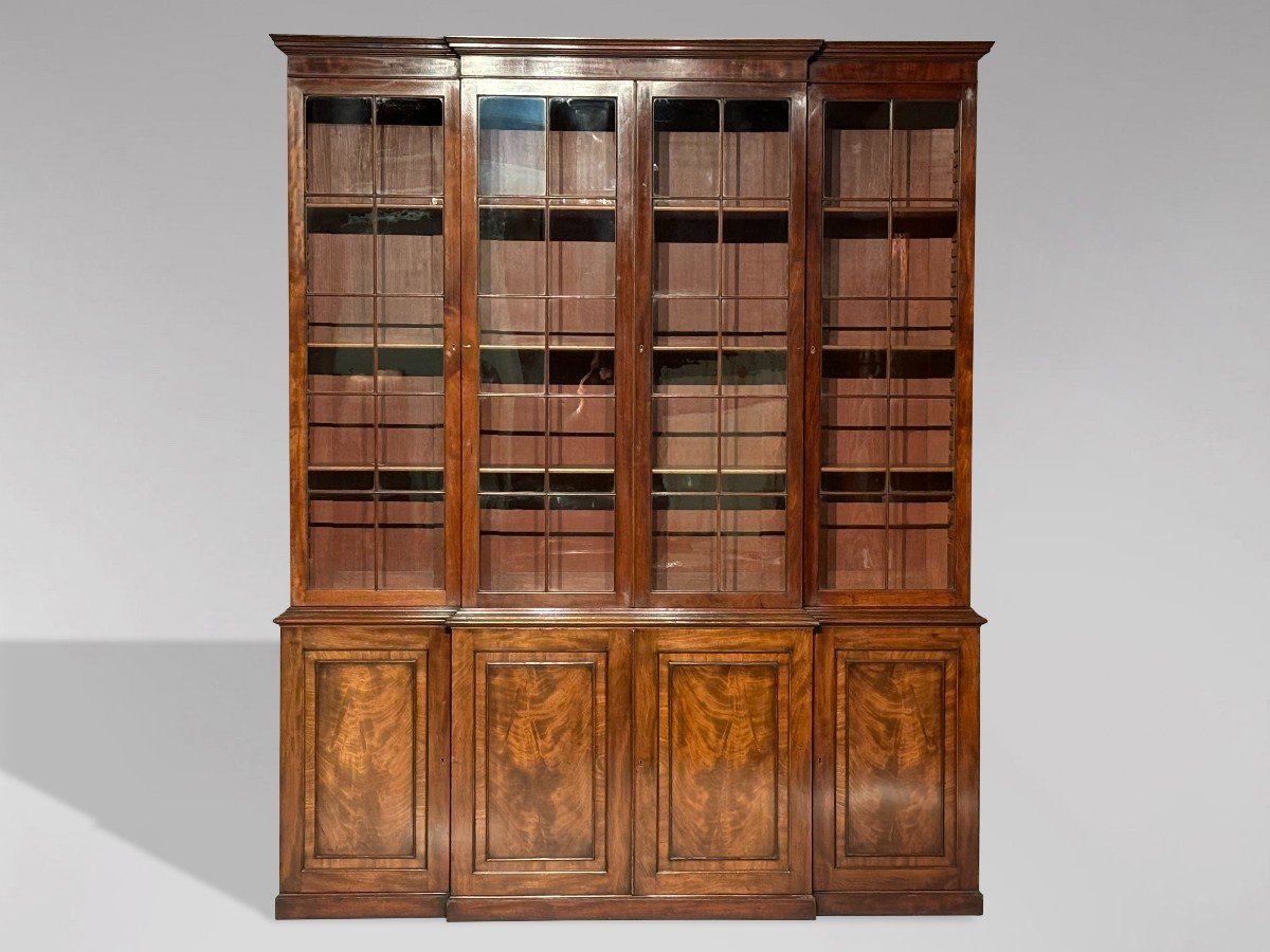 Early 19th Century Regency Period Mahogany 4-door Breakfront Library Bookcase