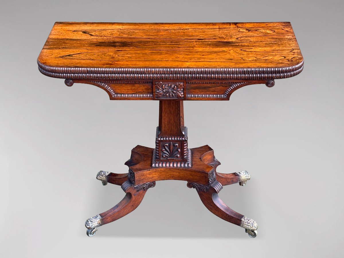 Table à Cartes Pliante George IV en Palissandre, Début du 19ème Siècle, circa 1825