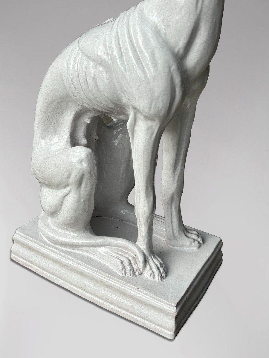 Mid Century Italian White Ceramic Sculpture Of A Greyhound-photo-5