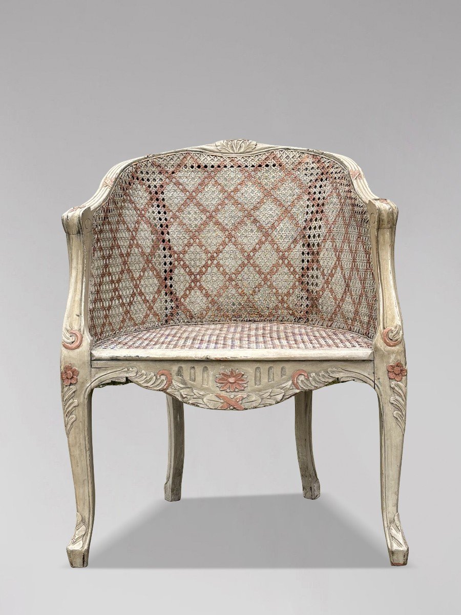 Paire de Fauteuils Bergère en Cannage Peint de Style Louis XV-photo-4