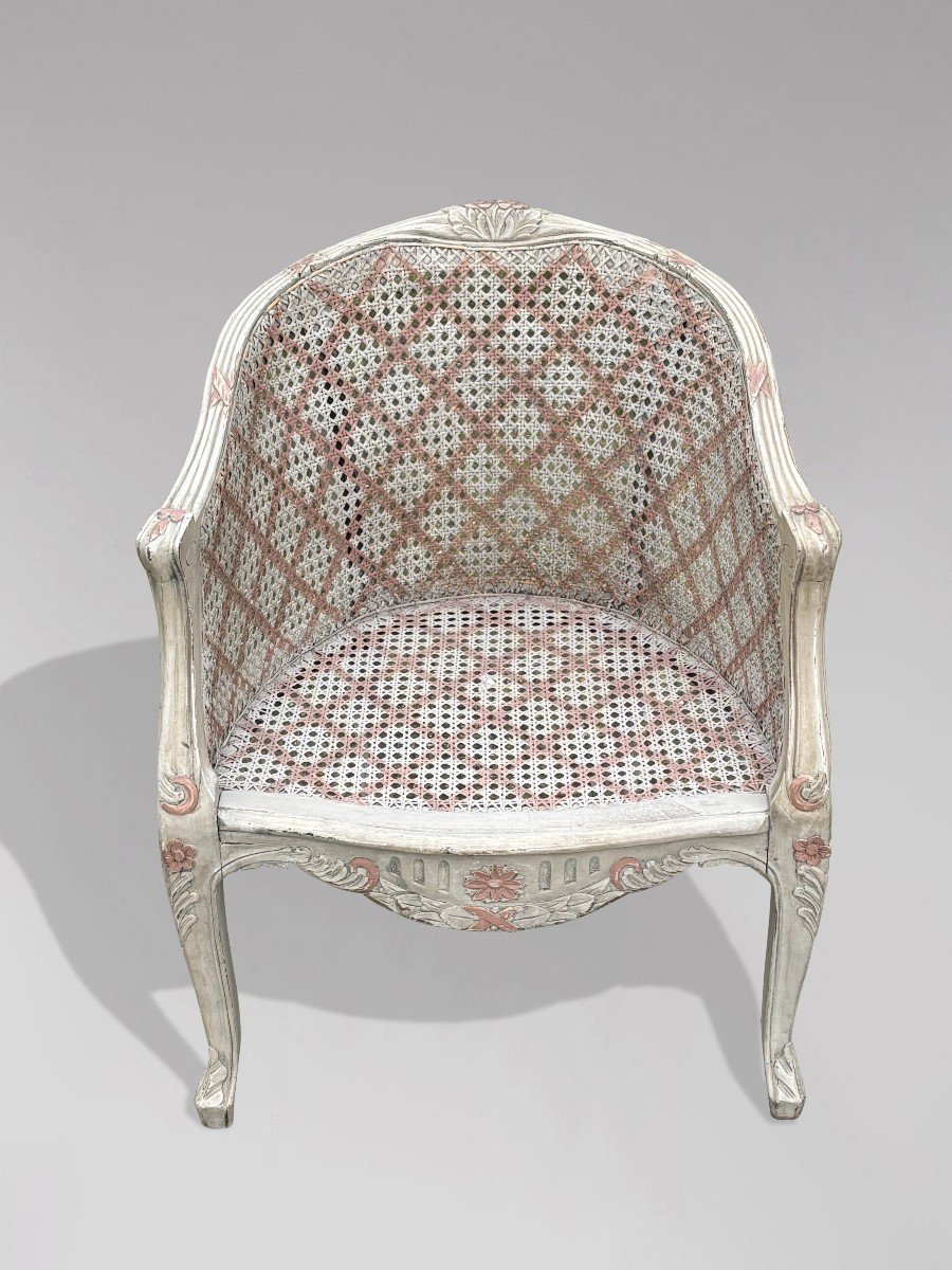 Paire de Fauteuils Bergère en Cannage Peint de Style Louis XV-photo-1