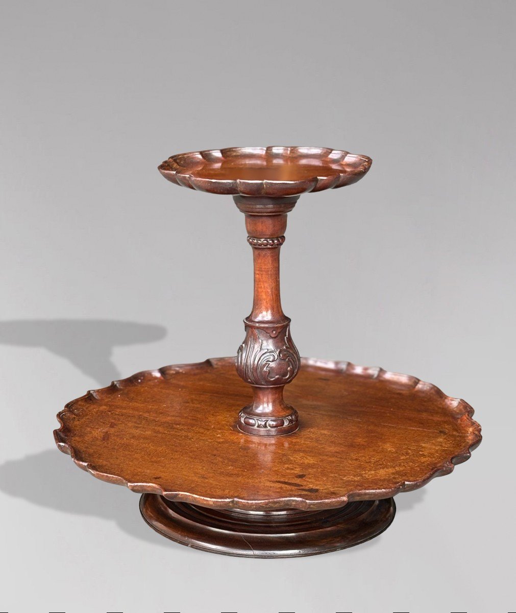 Mid 19th Century Two Tier Mahogany Lazy Susan-photo-3