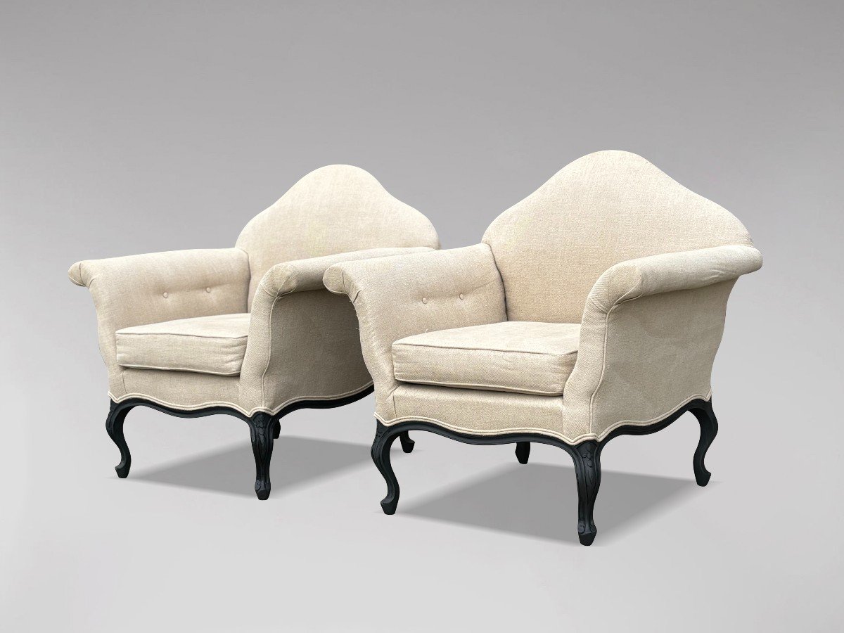 Pair Of French Upholstered Armchairs-photo-2