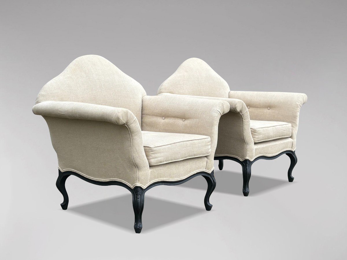 Pair Of French Upholstered Armchairs-photo-3