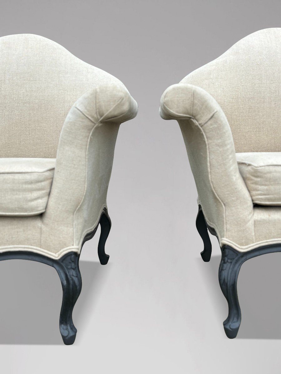 Pair Of French Upholstered Armchairs-photo-4