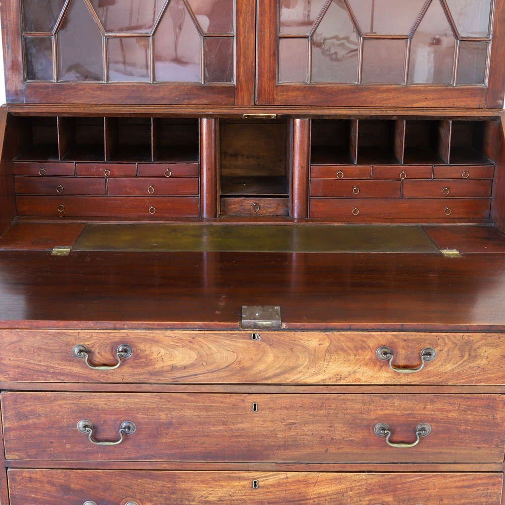 18th Century George III Period Mahogany Country House Bureau Bookcase-photo-2