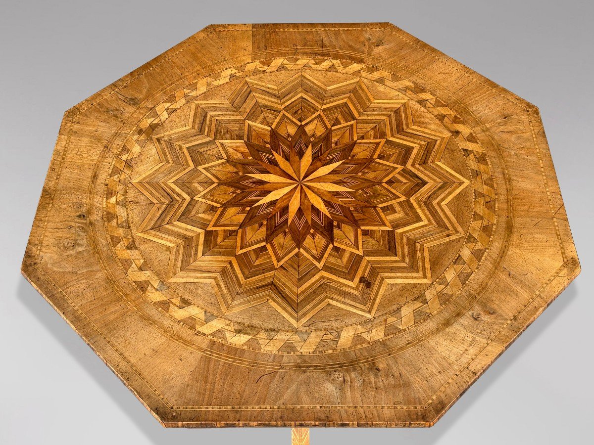 19th Century Italian Walnut Marquetry Tripod Table-photo-1