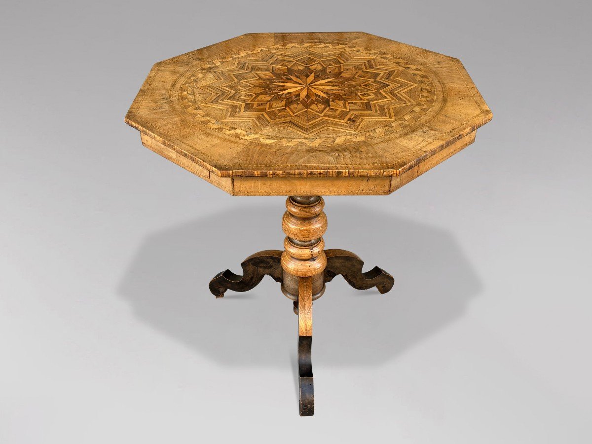 19th Century Italian Walnut Marquetry Tripod Table