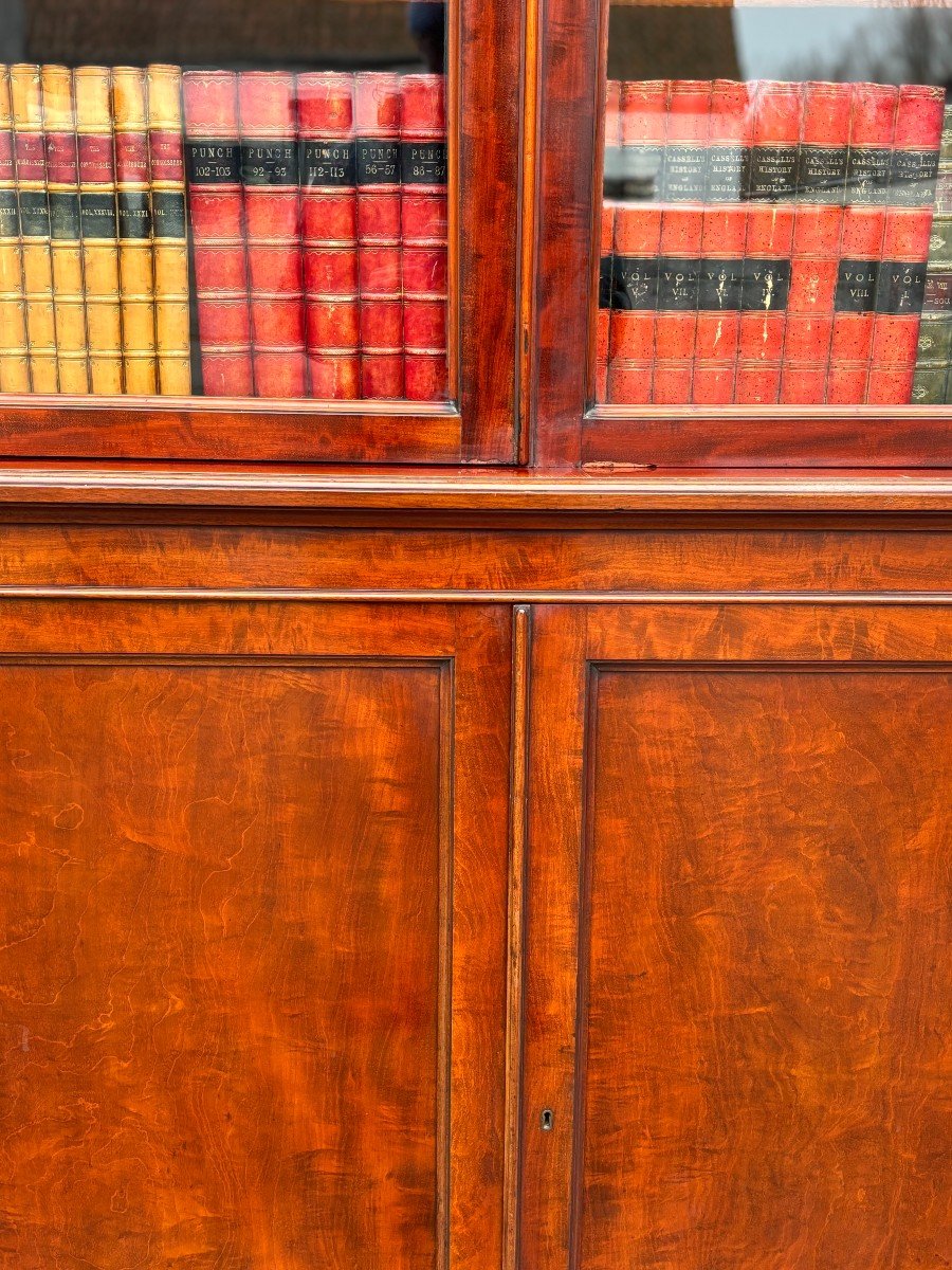 Large 19th Century Mahogany Breakfront Library Bookcase-photo-1