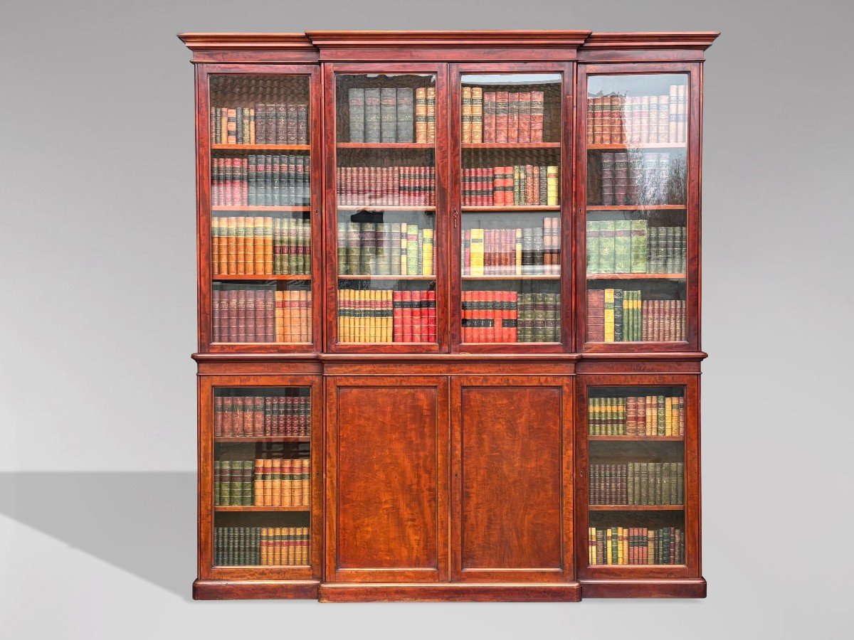 Large 19th Century Mahogany Breakfront Library Bookcase