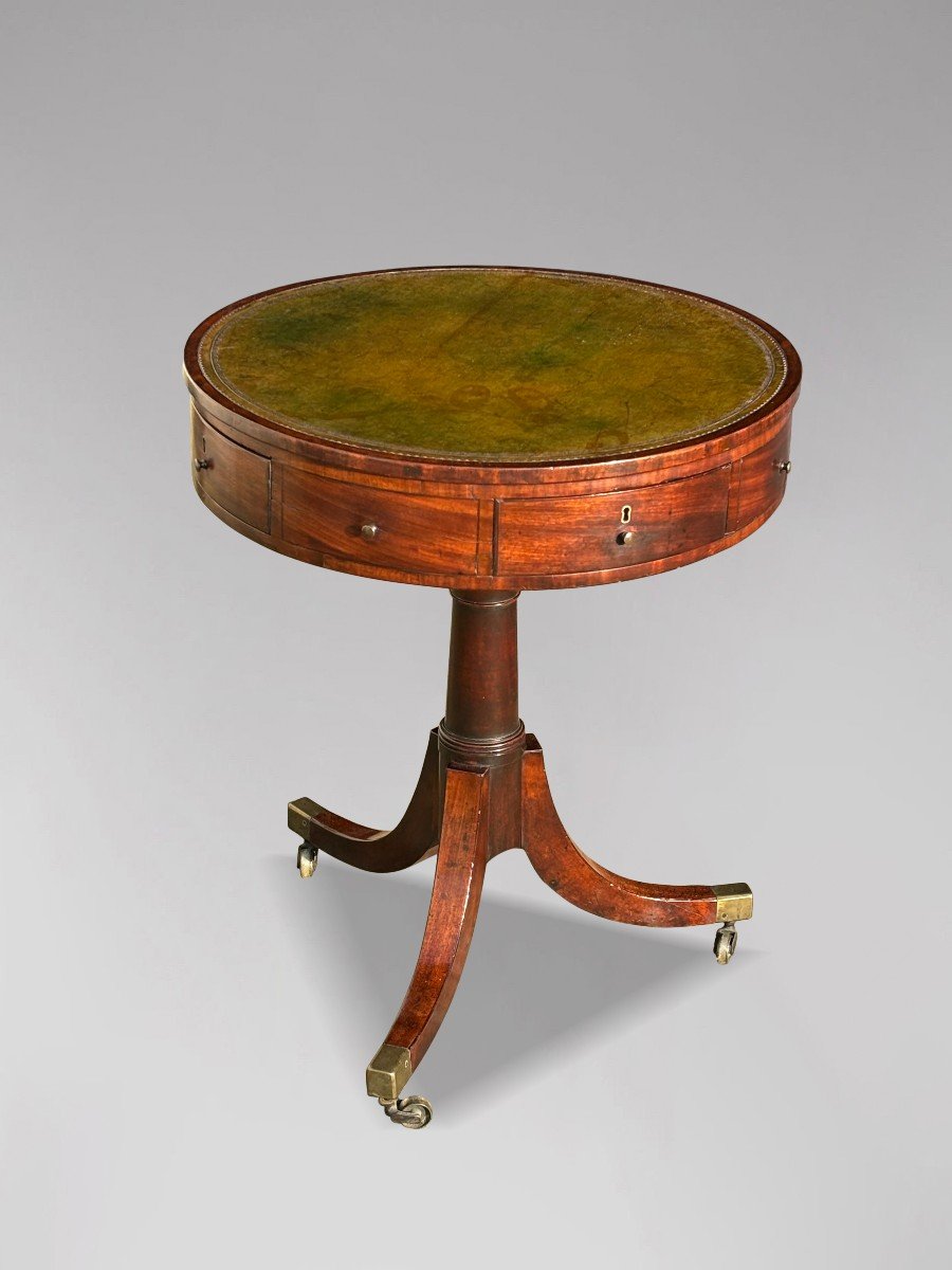 18th Century George III Period Small Mahogany Drum Table-photo-2