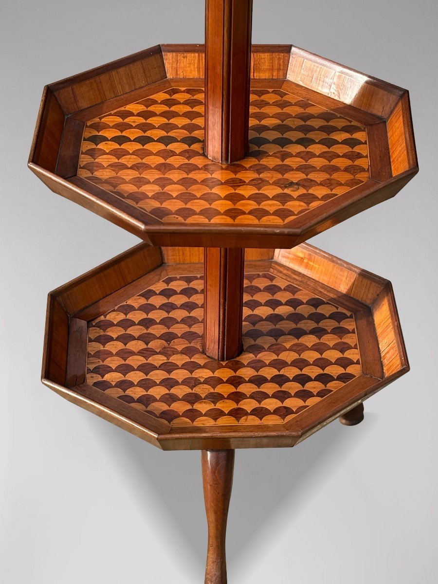 19th Century Marquetry 3-tier Octagonal Dumb Waiter-photo-3