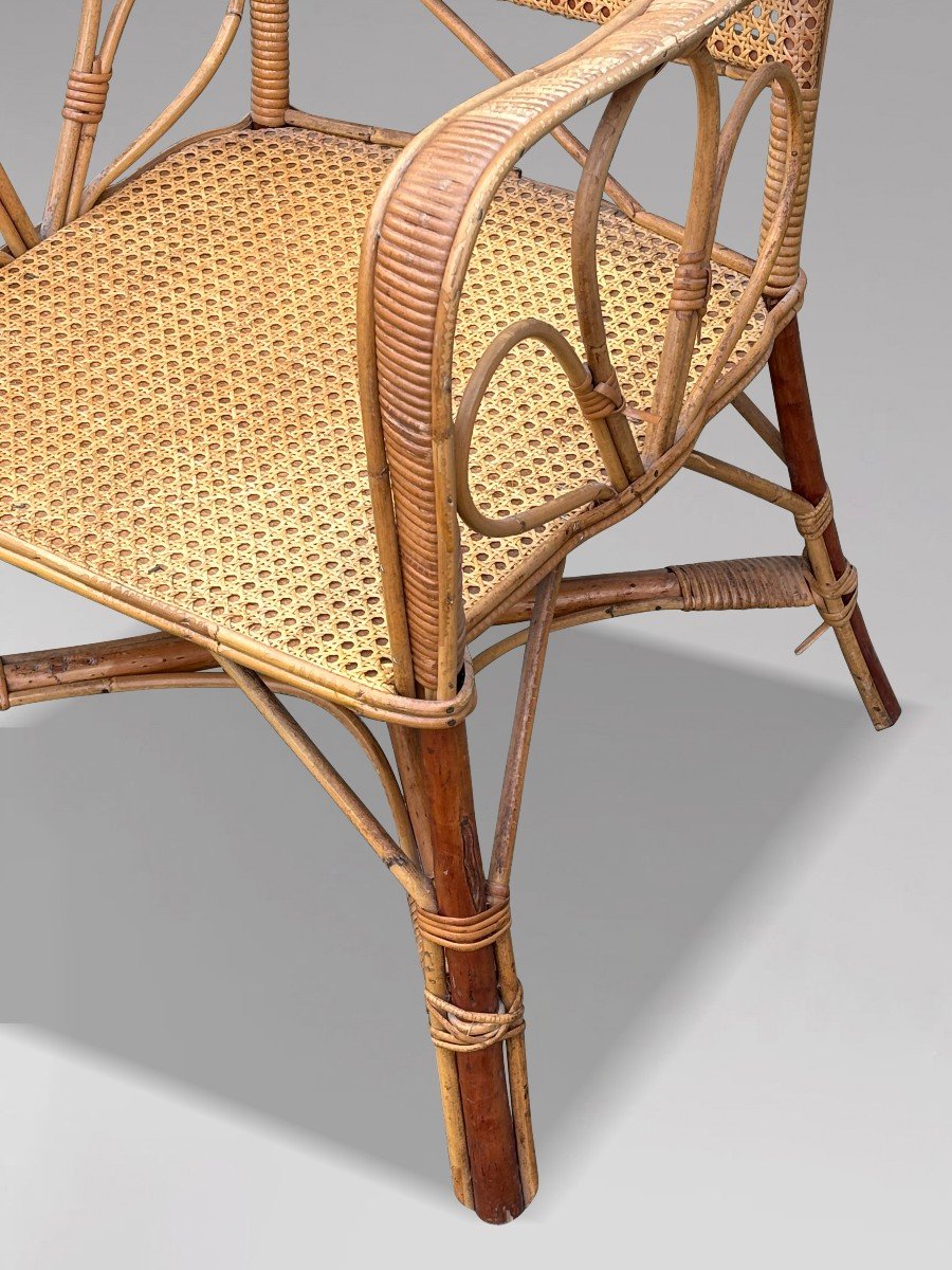 1960s French Riviera Bamboo & Rattan Armchair-photo-2