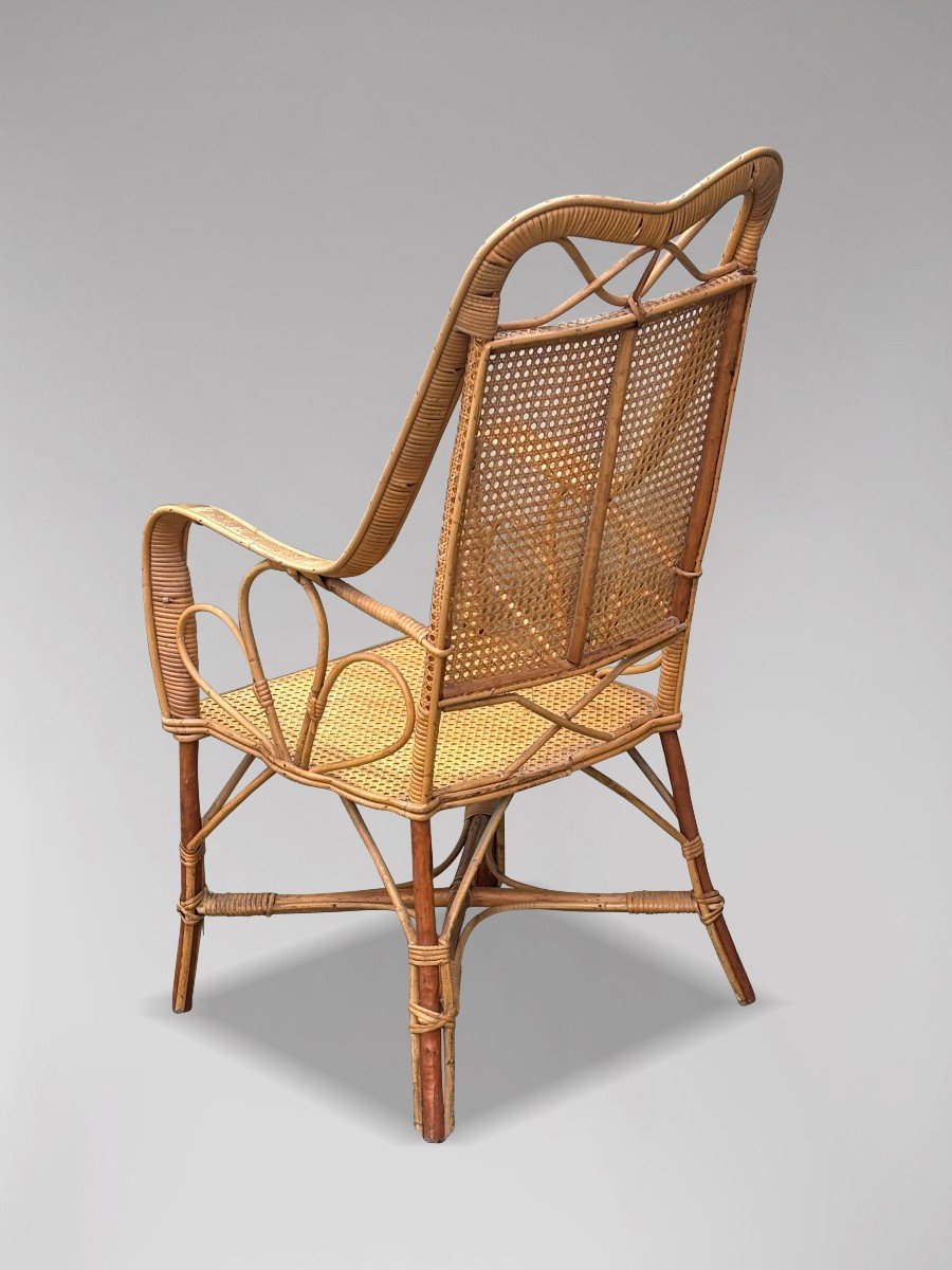 1960s French Riviera Bamboo & Rattan Armchair-photo-3