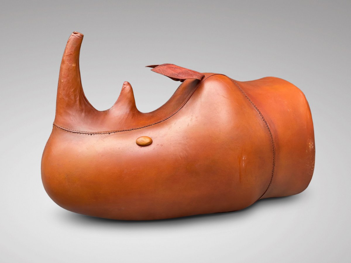 20th Century Leather Rhinoceros By Dimitri Omersa