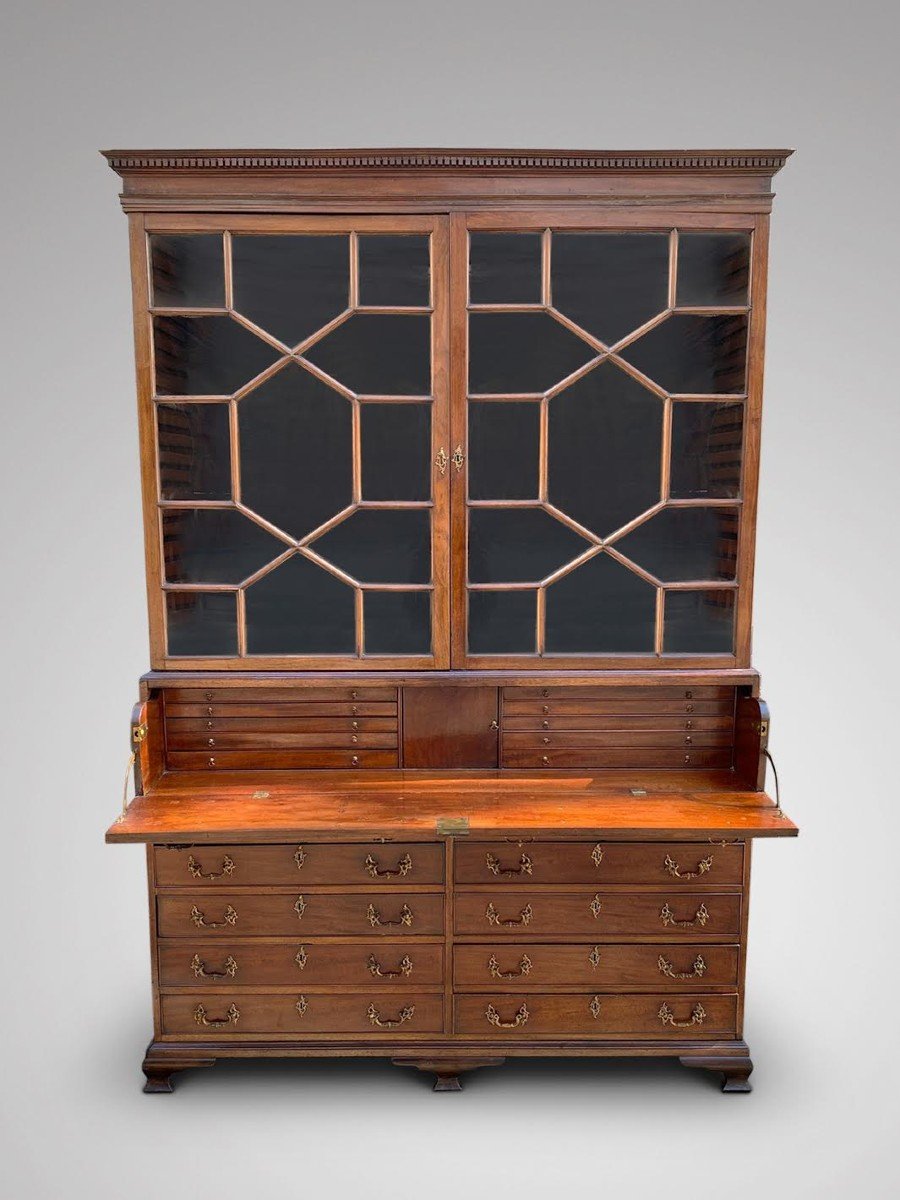 18th Century Stunning George III Period Mahogany Secretaire Bookcase-photo-3