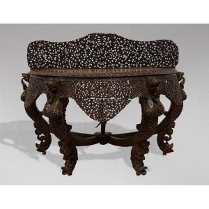 19th Century Anglo Indian Carved Rosewood Console Table