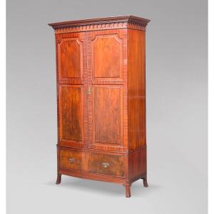 Edwardian Period Mahogany Bow Front Wardrobe