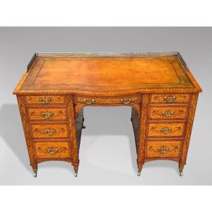 19th Century Satinwood & Marquetry Desk Stamped By Gillows