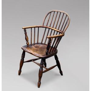 19th Century Country House Ash & Elm Stick Back Armchair