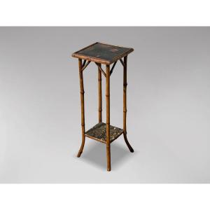 19th Century Tall Hand Painted Tiger Bamboo Side Table