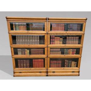 Pair Of Antique Solid Oak Globe Wernicke Bookcases