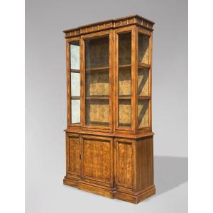 Mid-century Faux Bamboo Walnut Display Cabinet By Stanley Furniture