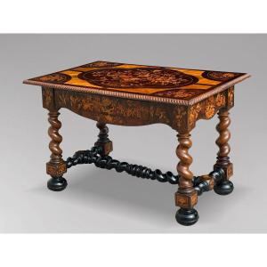 Exceptional Early 19th Century Dutch Walnut Marquetry Center Table