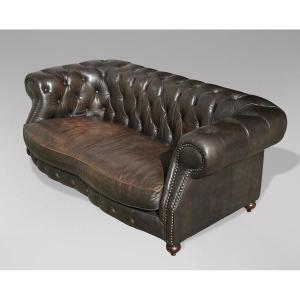 20th Century Brown Leather Chesterfield Sofa