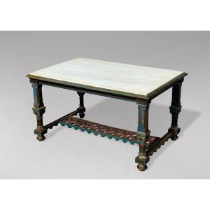 19th Century Italian Painted And Marble Top Hunting Table