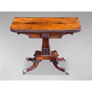 Early 19th Century George IV Rosewood Fold Over Card Table, 1825