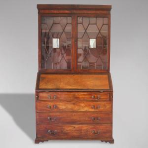 18th Century George III Period Mahogany Country House Bureau Bookcase