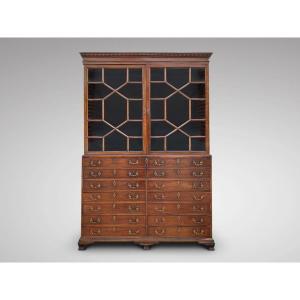 18th Century George III Period Mahogany Secretary Library Bookcase