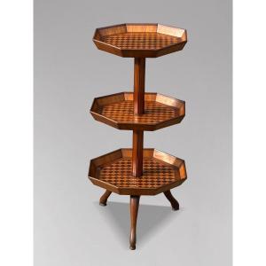 19th Century Marquetry 3-tier Octagonal Dumb Waiter