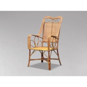 1960s French Riviera Bamboo & Rattan Armchair