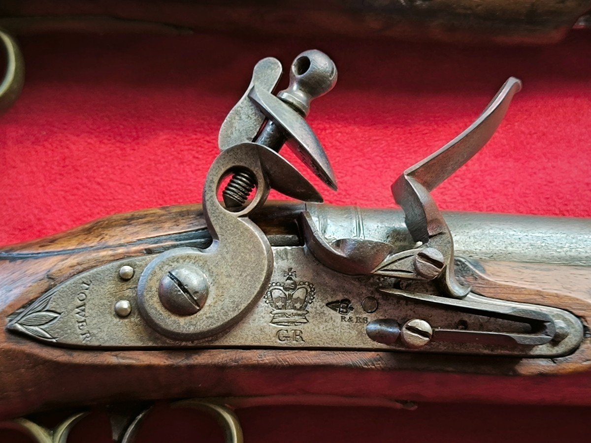 Pair Of English Flintlock Pistols Signed Tower-photo-2