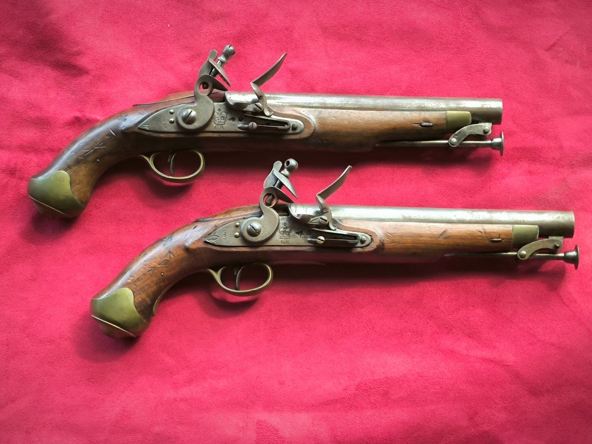 Pair Of English Flintlock Pistols Signed Tower