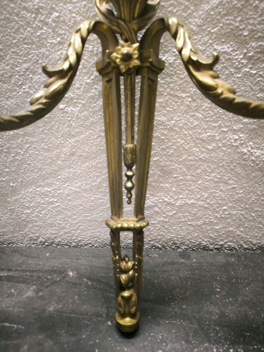 Pair Of Louis XVI Style Wall Sconces Candlesticks-photo-4