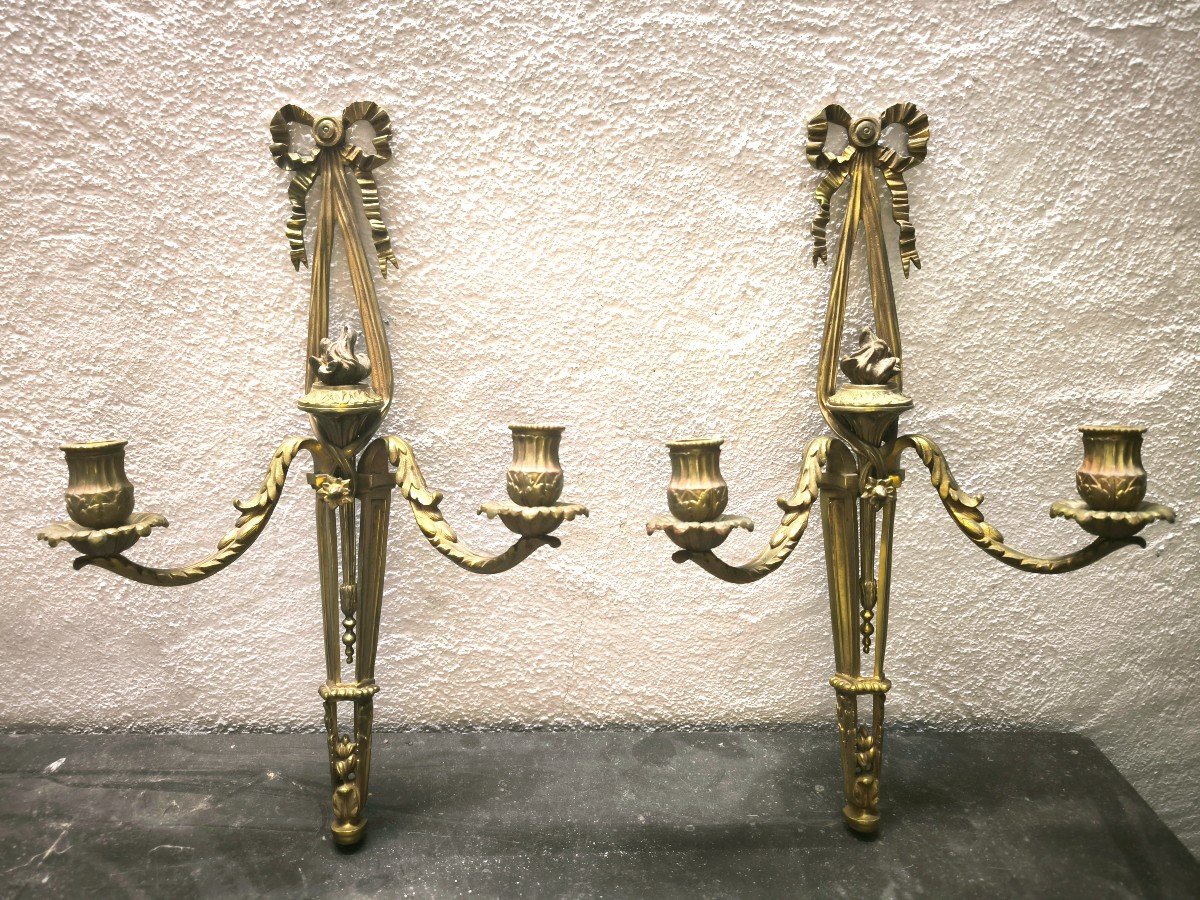 Pair Of Louis XVI Style Wall Sconces Candlesticks