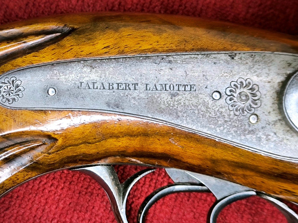 Pistolet Signé Jalabert Lamotte Modèle 1855 Civil De Luxe -photo-2