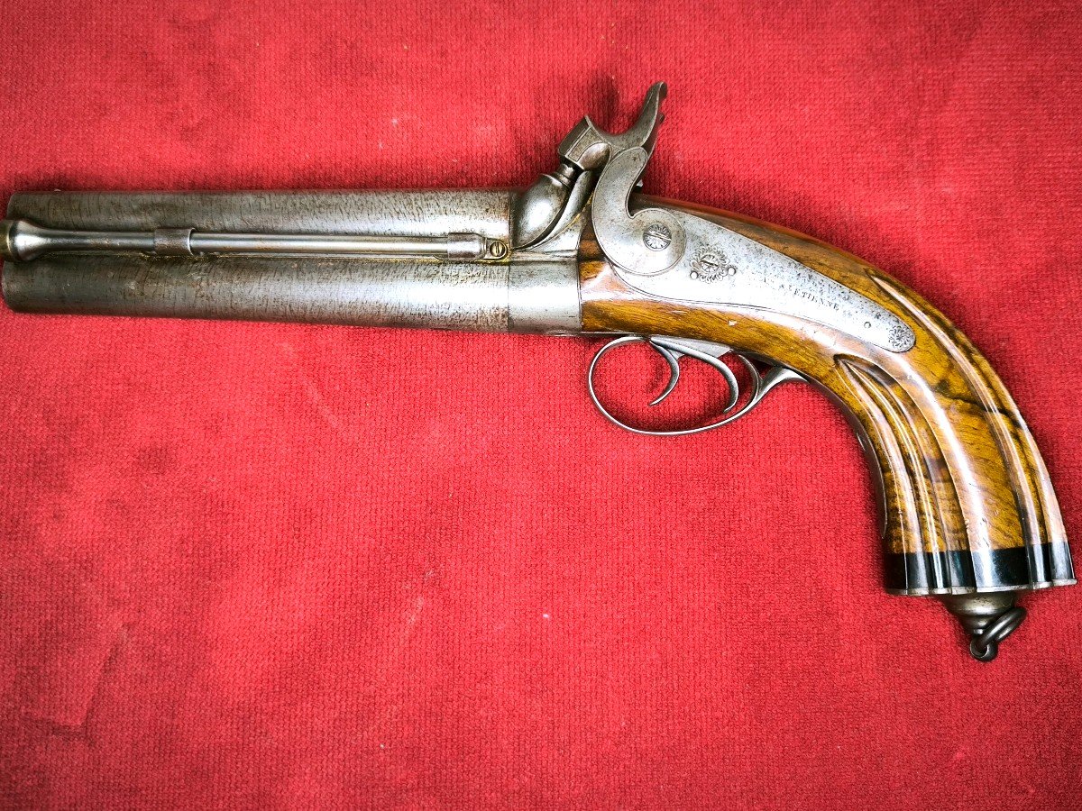 Pistolet Signé Jalabert Lamotte Modèle 1855 Civil De Luxe -photo-1