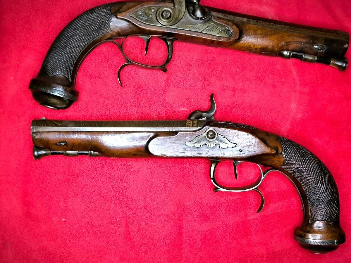 Pair Of Late Empire Early Restoration Piston Pistols -photo-4