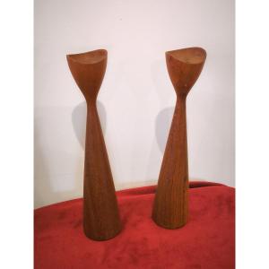 Pair Of Bonfils Brdr Tulip Candlesticks