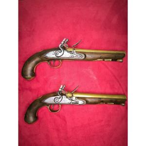 Pair Of English Ketland Naval Flintlock Pistols, Early 19th Century 