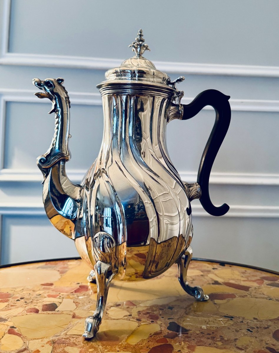 Cafetière Torse En Argent Massif - Mons, 1770-photo-2