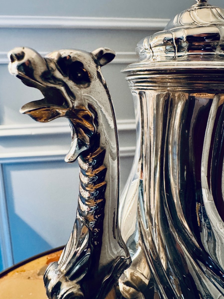 Cafetière Torse En Argent Massif - Mons, 1770-photo-2